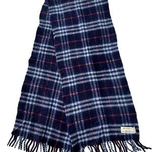 Burberry Classic Check Scarf Black 100% Lambswool Unisex Scarf Made In England
